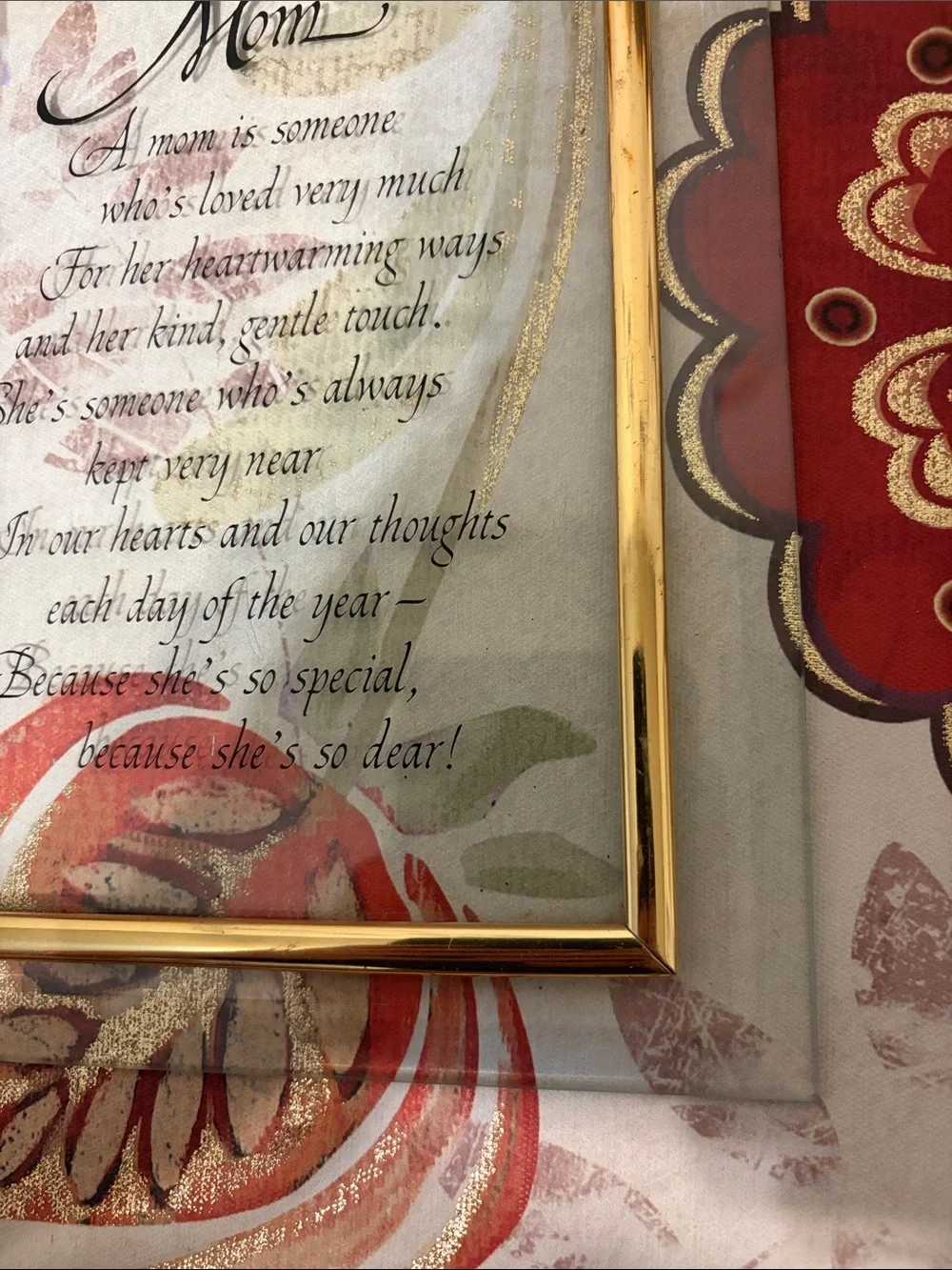 Gold Mom Sentiment Framed Wall Glass Art